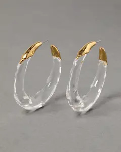 Lucite Molten Hoop Earring - Clear