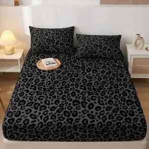 3pcs leopard print bedding set, Leopard pattern bedding, including 1 bedsheet and 2 pillowcases, without pillow core, deep pocket design, available in single, double bed sizes, soft, suitable for bedrooms, guest rooms, and university dormitories