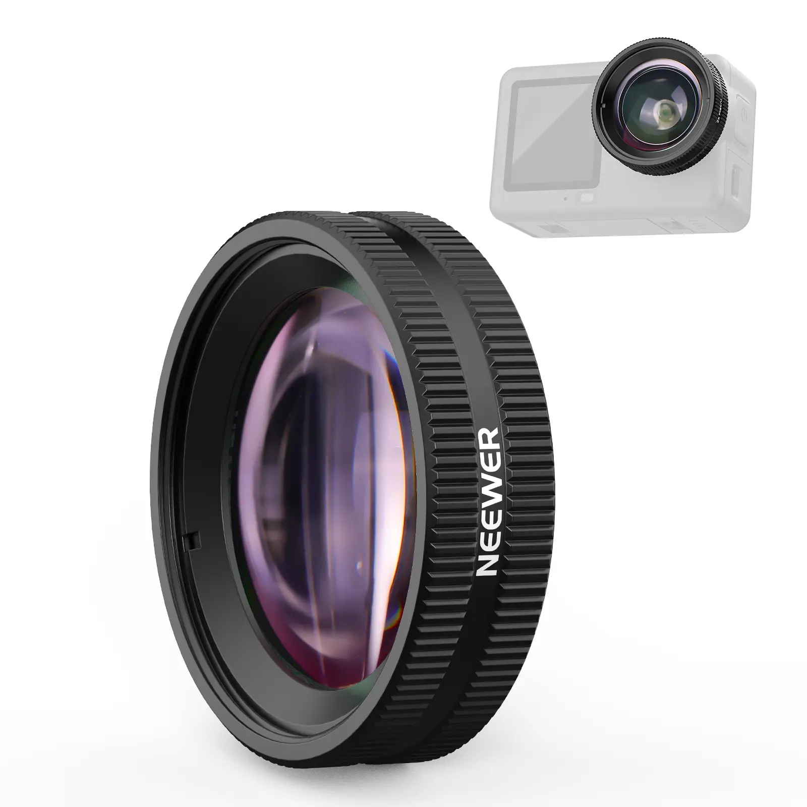 NEEWER LS010 Macro Lens Compatible with DJI Osmo Action 6 Only, Action Camera Close Up Photography Accessories with 2X Magnification, 2 Elements 1 Group, 2-3cm Focus Range summerwins