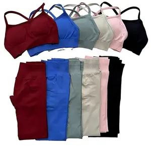 【WITH LOGO】 DFYNE Cross backless sports bra and shorts/leg pants set. Seamless design, curve-enhancing design, and butt-lifting design. Suitable for yoga, fitness, sports, running, hiking, cycling, leisure travel, and other occasions