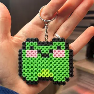 Perler Bead Green Frog Keychain - Cute and Adorable
