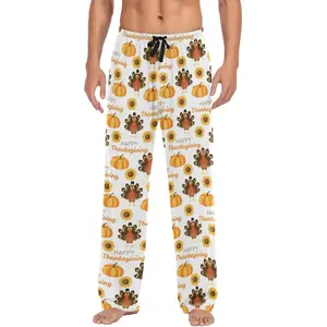 Tiktokshopblackfriday Thanksgiving Day Turkey Pumpkin Mens Pajama Pants Soft Sleep Pjs Lounge Pants XXL Loungewear Menswear with Pockets & Elastic Waistband Nightwear for Home & Gym
