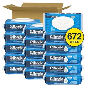 Fresh Feel Flushable Wet Wipes, Adult Wet Wipes, 16 Flip-Top Packs, 42 Wipes Per Pack (672 Total Wipes), Packaging May Vary