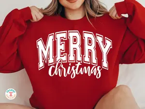 Merry Christmas Sweater • Retro Distressed & Solid Top • Cricut Tee