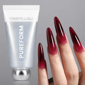 YOKEFELLOW PUREFORM Nail Extension Gel PF06 Vampire Kiss Glass Dark Red Color HEMA-free TPO-free TMPTA-free 100% Pure Gel Poly Nail Gel for Professional Salon Use 50g/1.76 oz