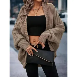 Women’s Fashion Batwing Sleeve Cardigan Sweater, Casual Loose-Fit Knitwear for Fall & Winter, Daily Wear, Vacation Style