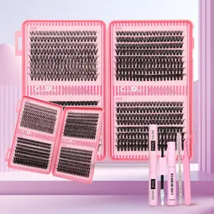 DlY Lash Clusters EyelashExtension Kit - Extra Thick, D Curl, 9-16mm Mixed Length, Wispy MangaLashes, Individual Lashes For At-HomeEyelash Extension, 30D40D50D60DLashes