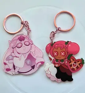 2 Vers Cookie Run Acrylic Keychains - Hollyberry Cookie and Eternal Sugar Cookie Bag Charm