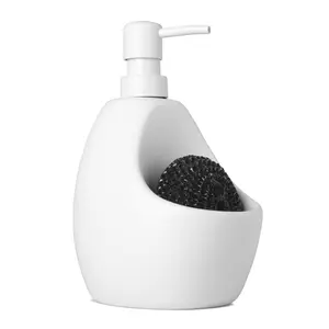 Umbra  20 oz Joey Soap Dispenser & Caddy Design Pump Bottle Scrubby Holder - Matte Ceramic & White