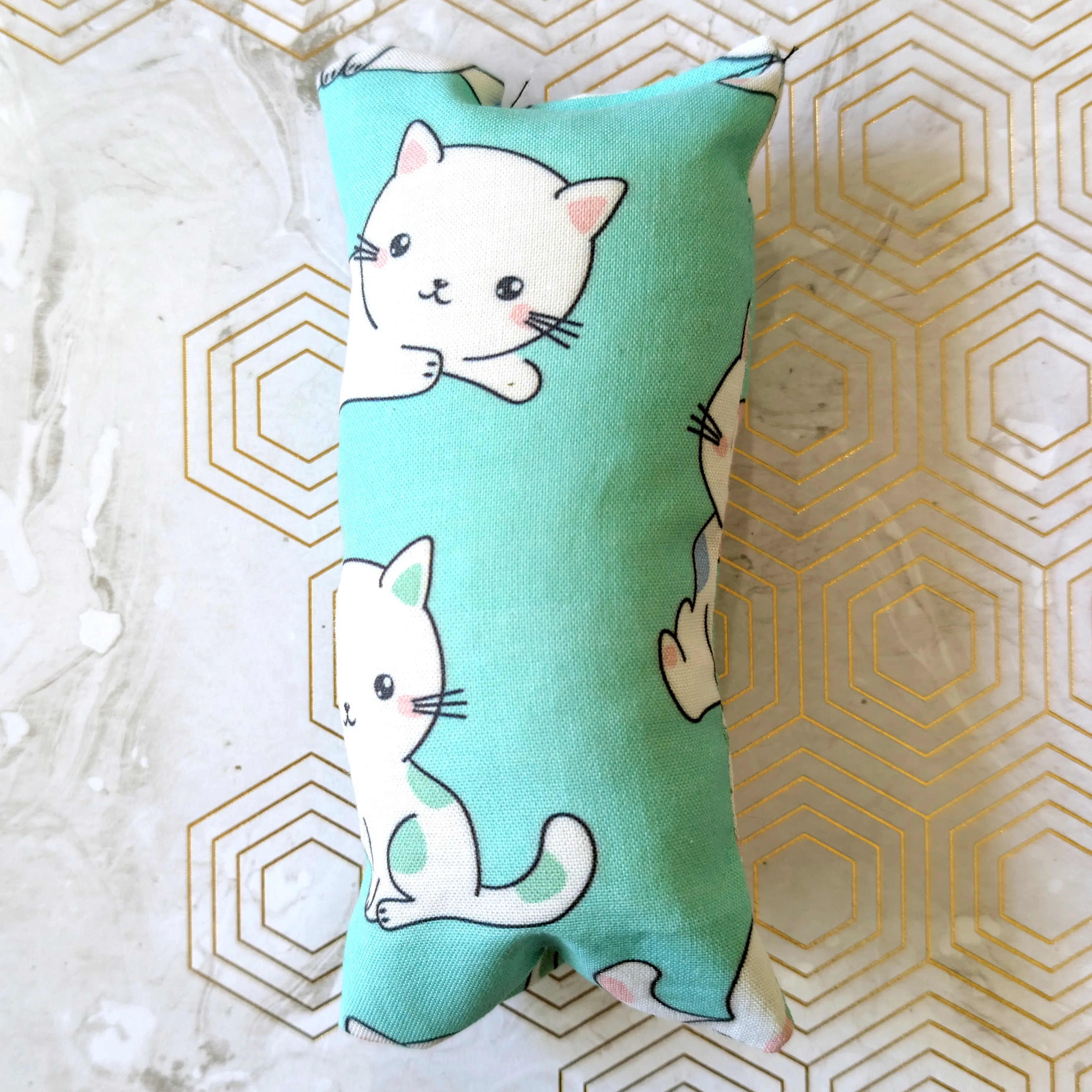 Kitties on Teal Premium Catnip Kicker Pillow