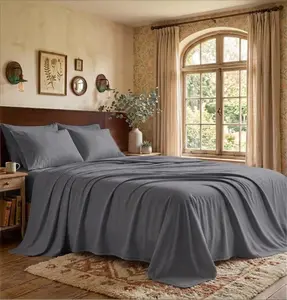 Luxury Split King Cooling 4-Piece Bed Sheet Set, Soft Essentials, Breathable, Secure Fit, Wrinkle & Fade Resistant, Fits 8-16 in Mattresses, Fun Bedroom Decor