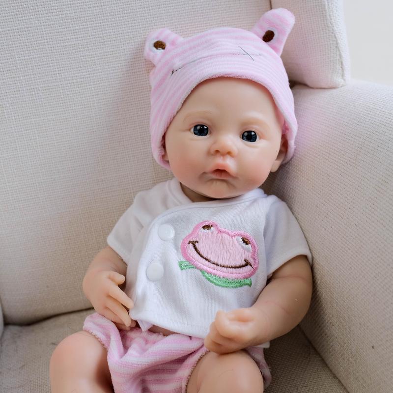 Lovely Realistic Reborn Baby Dolls Solid Silicone Full Body Girl 12 Inch Mini Real Life Baby Dolls Lifelike Sleeping Newborn Babies Doll That Look Real Washble Toy for Kids Age 3+ (Pink) baby  born  doll Soft with Washable Feel