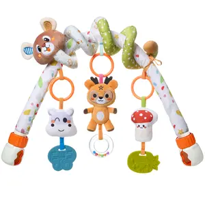 TUMAMA Baby Activity Arch with Animal Spiral Toy, Clips Adjustable and Detachable Sensory Stimulating Hanging Toys Baby Toys 0-3 3-6 Months, Newborn Strollers Bassinets Crib Carseat Toy