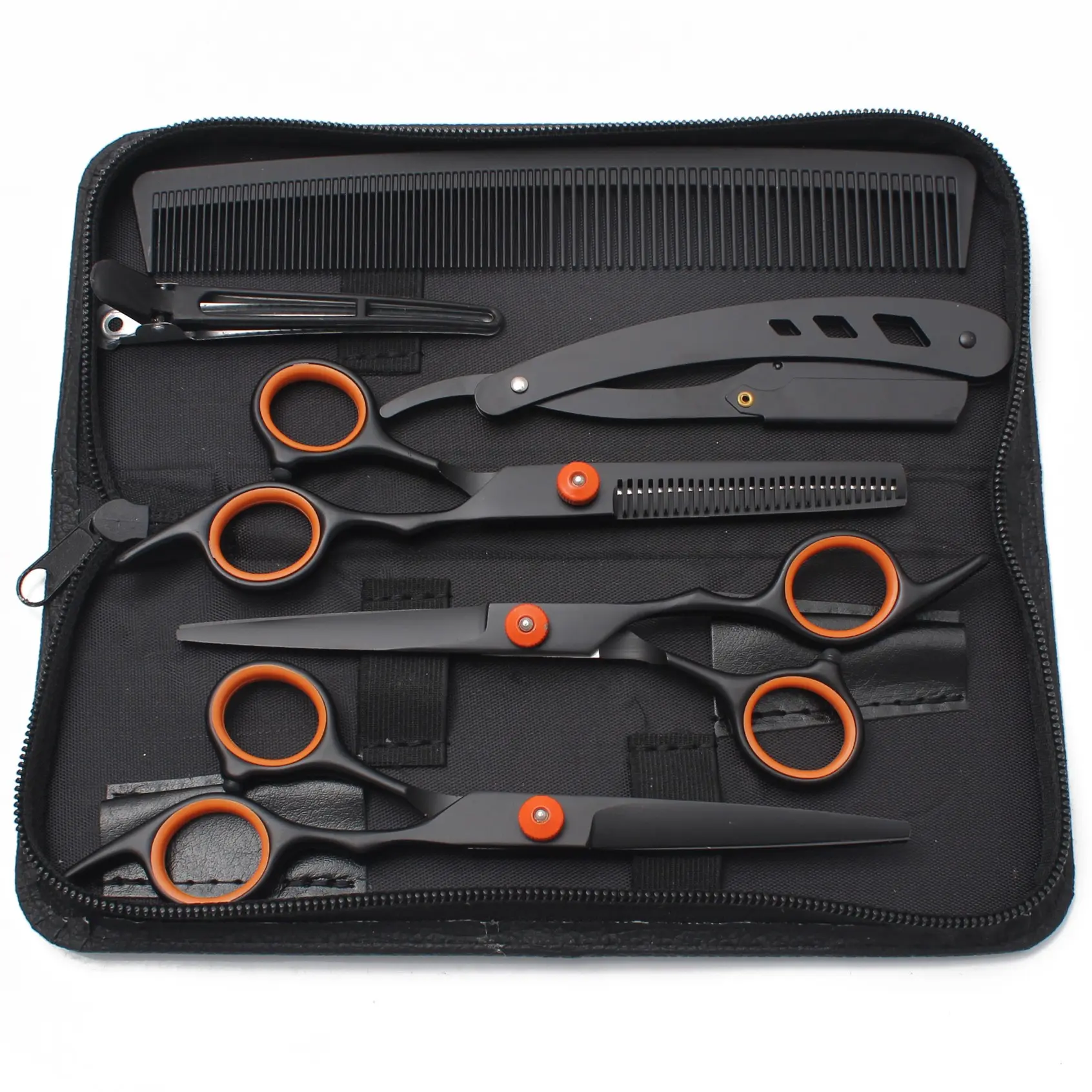 Hair Scissors Japanese Stainless Steel Rainbow Professional Hairdressing Scissors 6" Hair Cutting Scissors Comb Thinning Shears Razor Haircut Set Barber Haircut Kit Barber Equipment Barber Supplies