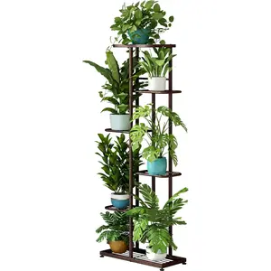 Metal 6-Tier Plant Stand, Multi-Pot Flower Holder Shelf, Indoor Outdoor Plant Display Rack, Suitable for Patio, Garden, Corner, Balcony and Living Room