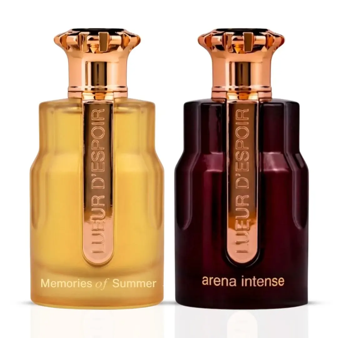 Lueur d'Espoir Memories of Summer & Arena Intense Eau de Parfum Sprays 100ml (3.4 oz) by Paris Corner (Bundle)