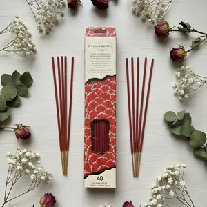Highly Scented Aroma Incense Sticks, 40-Pack Strawberry Freshener for Cultural Collectibles & Incense Burner Use