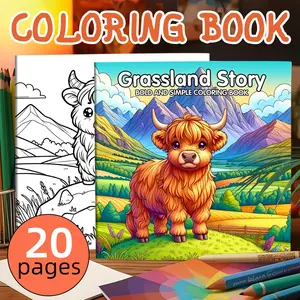 Cow Themed Coloring Book, 20 Pages Cow Pattern Drawing Book, Art and Craft Painting Frame, Suitable for Home School Office Arts Supplies