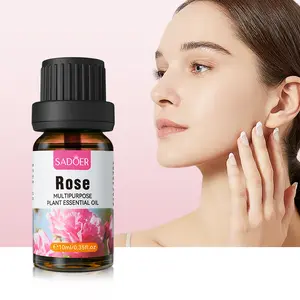 Natural Rose Essential Oil 10ml,Multipurpose Plant Oil for Dry Skin Moisturizing,Hair Split End Repair,Aromatherapy Stress Relief & Body Massage DIY Perfume Oil
