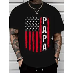 T - Shirt for Grandfathers: 'Papa' with Distressed American Flag Graphic for a Patriotic and Affectionate Vibe KVG