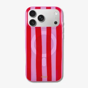 Jelly Stripe MagSafe® Compatible iPhone Case - Pink / Red