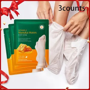 Meli Honey Natural Moisturizing Foot Mask, 3 Pairs Exfoliating Foot Care Sheets, Dead Skin Removal, Callus Coverage, Beauty Products