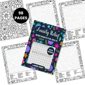 Anxiety Relief & Focus Notebook: A 99-Page Word Search Activity Book for Adults with 1200+ Large Print Puzzles | Therapeutic Tool for Mindfulness, Stress Reduction & Mental Clarity
