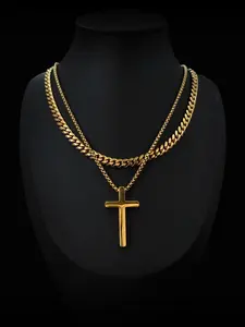 Simple Fashion Cross Pendant Necklace & Cuban Chain Necklace, Street Style Jewelry for Party, Daily Decor, Trendy All-match & Exquisite Jewelry for Birthday Gift, Jewelry Set, Accessories