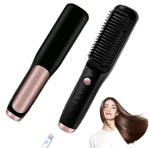 Cordless Straightening Brush - 3 Temperature Settings | 4800mAh Battery | USB Charging | Auto Shut-Off | Portable Travel Gift