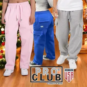 Pro Club XS Heavyweight Fleece Cargo Sweatpants Pink Gray Black Maroon Charcoal Khaki Royal Blue Casual Trouser for Outdoor Activities