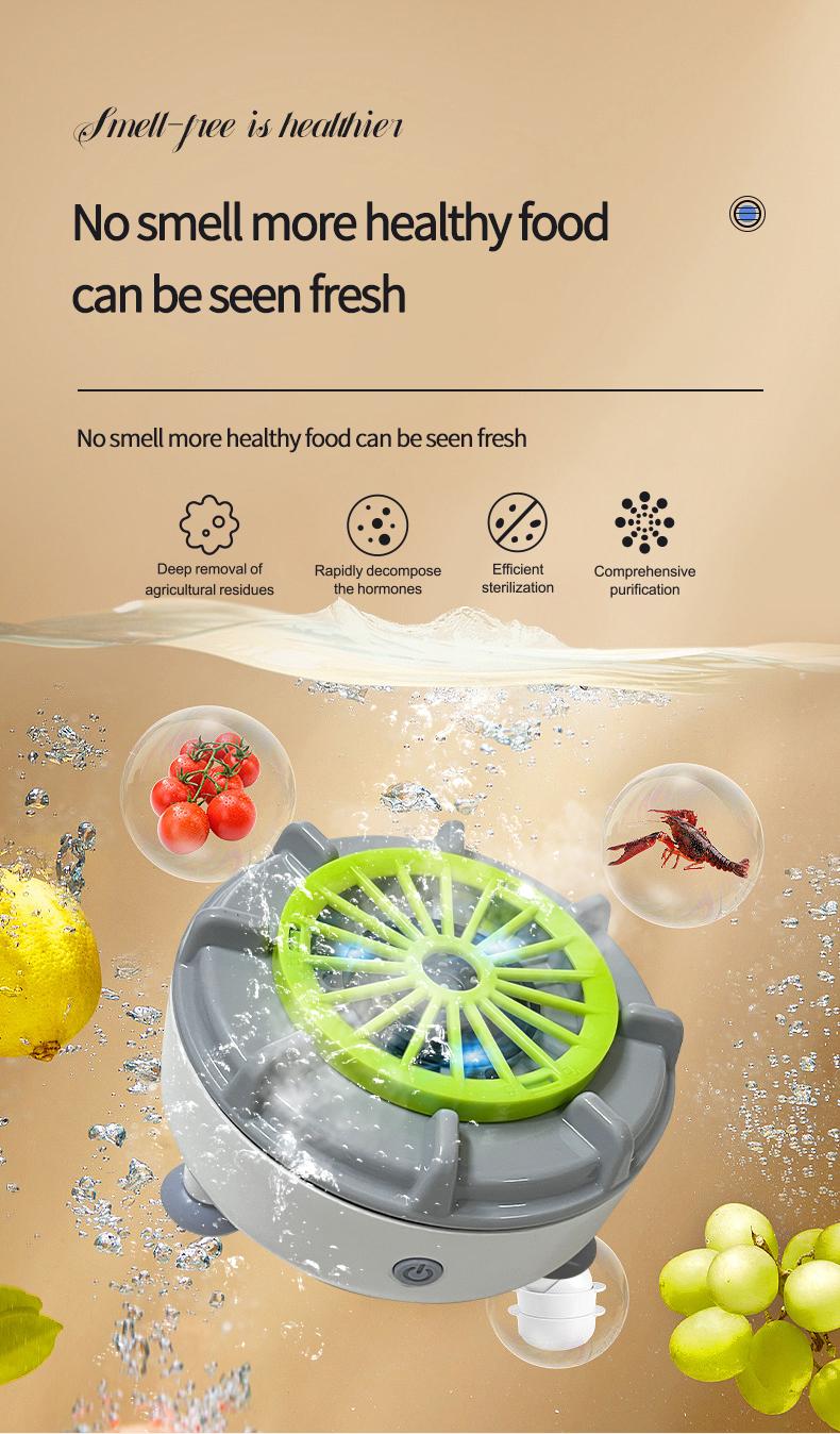 Fruit and Vegetable Cleaning Machine, Rotatable Fruit and Vegetable Purifier, USB Wireless Food Purifier, Vegetable and Fruit Cleaner Device with Water Rotator and OH ion Purification Technology for Fruits, Meat