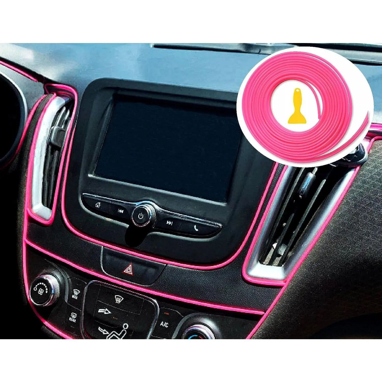 TECH Pink Car Interior Decorative Molding Door Panel Gap Trim Strip (23Ft)