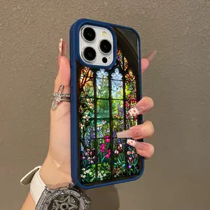 Adorable Magnetic Case for iPhone11/12/13/14/15/16/17/promax Floral Stained Glass Window MagSafe Compatible, Lightweight, Anti-Fall | Girly & Chic Style