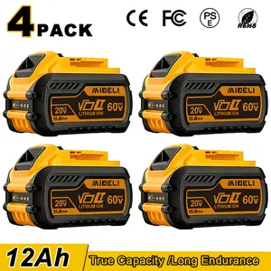 4-PACK 12000mAh DCB612 Lithium Ion 20V/60V Max Replacement for Dewalt 60v Battery DCB606 DCB612 DCB609 Battery Compatible with Dewalt 20V/60V Power Tools flexvolt