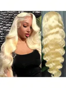 613 HD Lace Frontal Wig 13x4 180 Density, Blonde Lace Front Wigs Human Hair, Pre Plucked Bleached Knots With Baby Hair Natural Hairline Body Wave 613 Lace Front Wig Human Hair