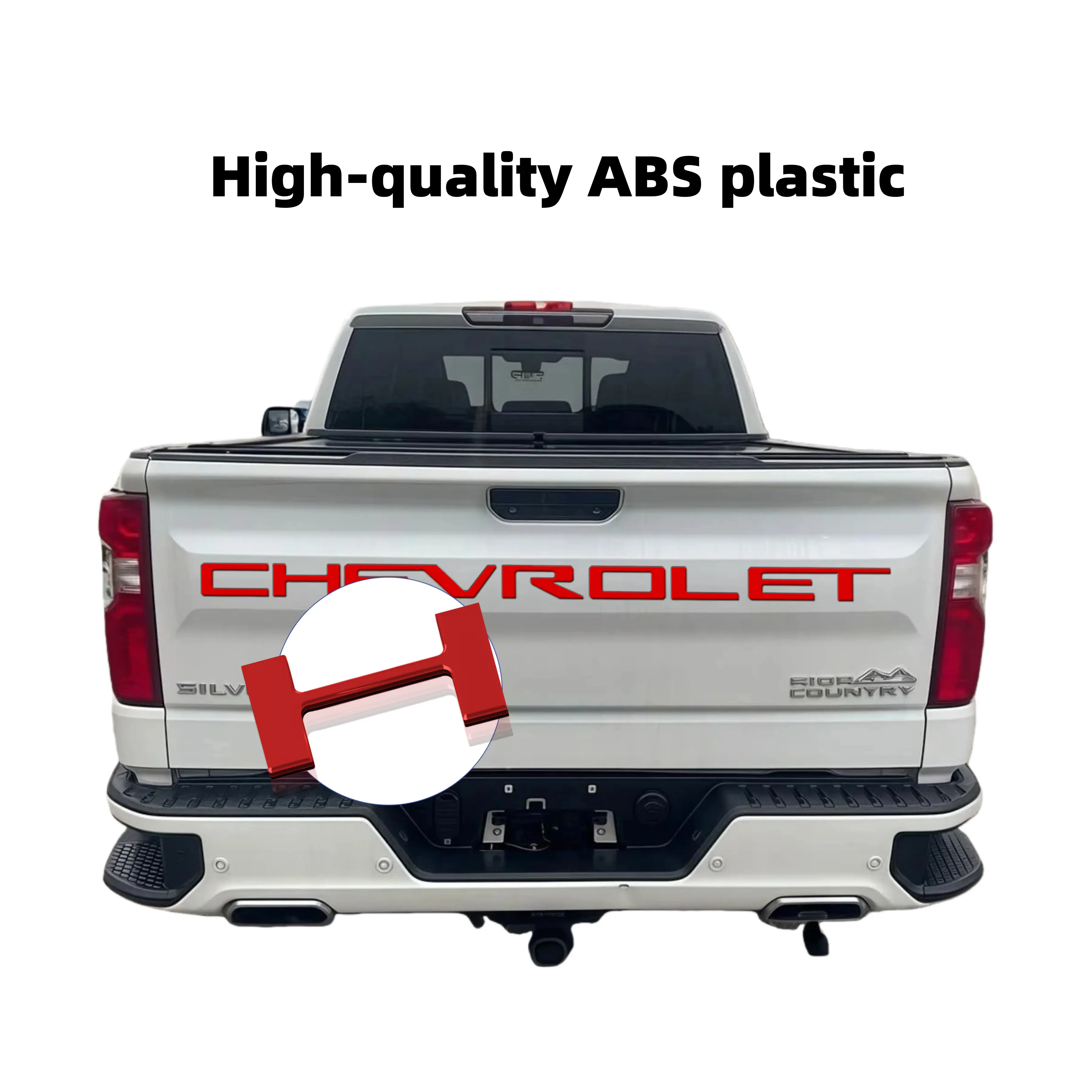 3D Raised Tailgate Insert Letter Badge for Silverado 1500/2500 (2019-2025), ABS Plastic Car Exterior Sticker with Raised Look, Bold Accent, Fade Resistance, Easy Peel Strong Adhesion, Long-Lasting, Washable Red Design