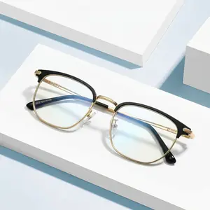 J-Unisex Multi-Focal Reading Glasses - Anti-Blue Light & UV400 Protection, Half-Frame Black & Gold Style