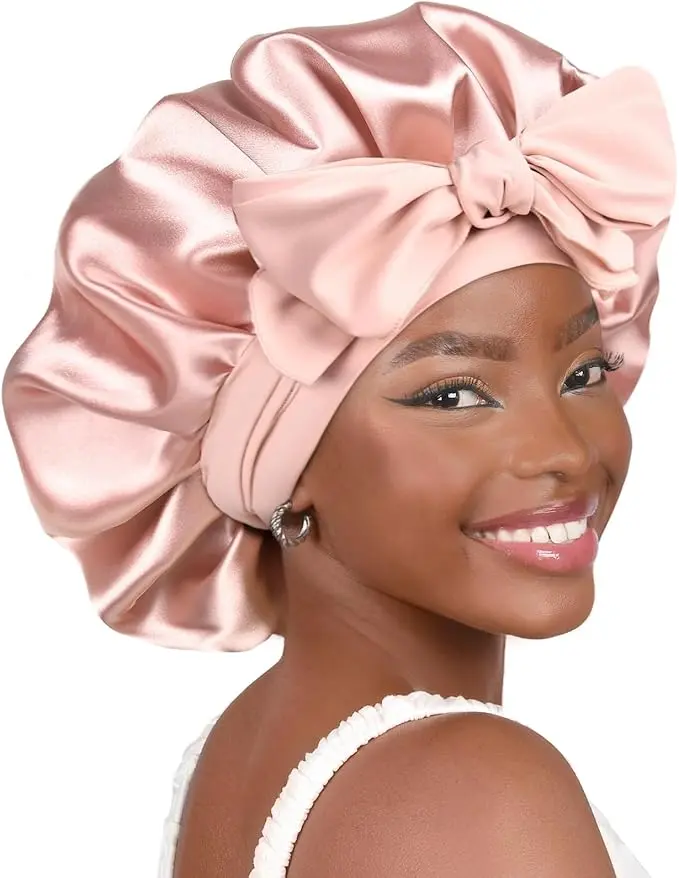 YANIBEST Adjustable Double Layer Satin Bonnet for Women's Sleeping, Hair Wrap to Reduce Friction, Prevent Frizz for Curly Hair