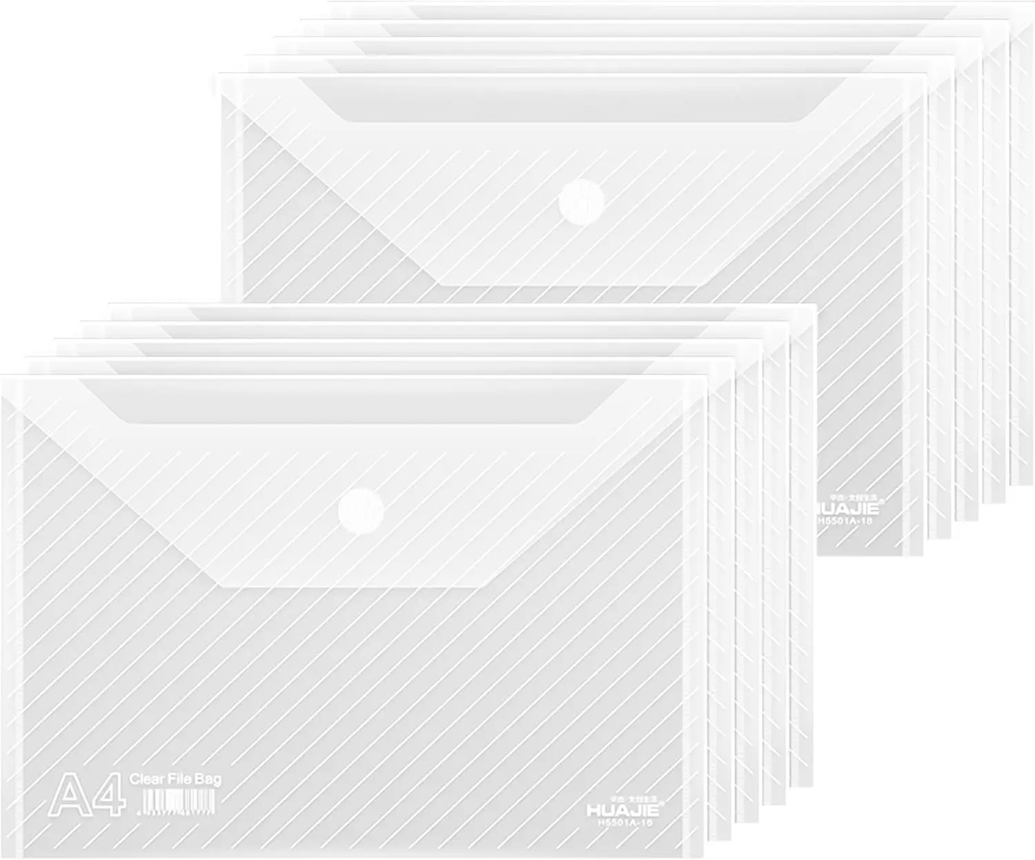 10 Pack Transparent Waterproof Reusable Plastic Envelopes File Folders for A4 Letter Sized Documents Receipts Photos Office/School Use