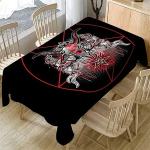 Gothic Style Goat Head Skull Logo Pattern Table Runner, Rectangular Tablecloth, Decorative Tablecloth for Home Kitchen Dining Room, Ornaments