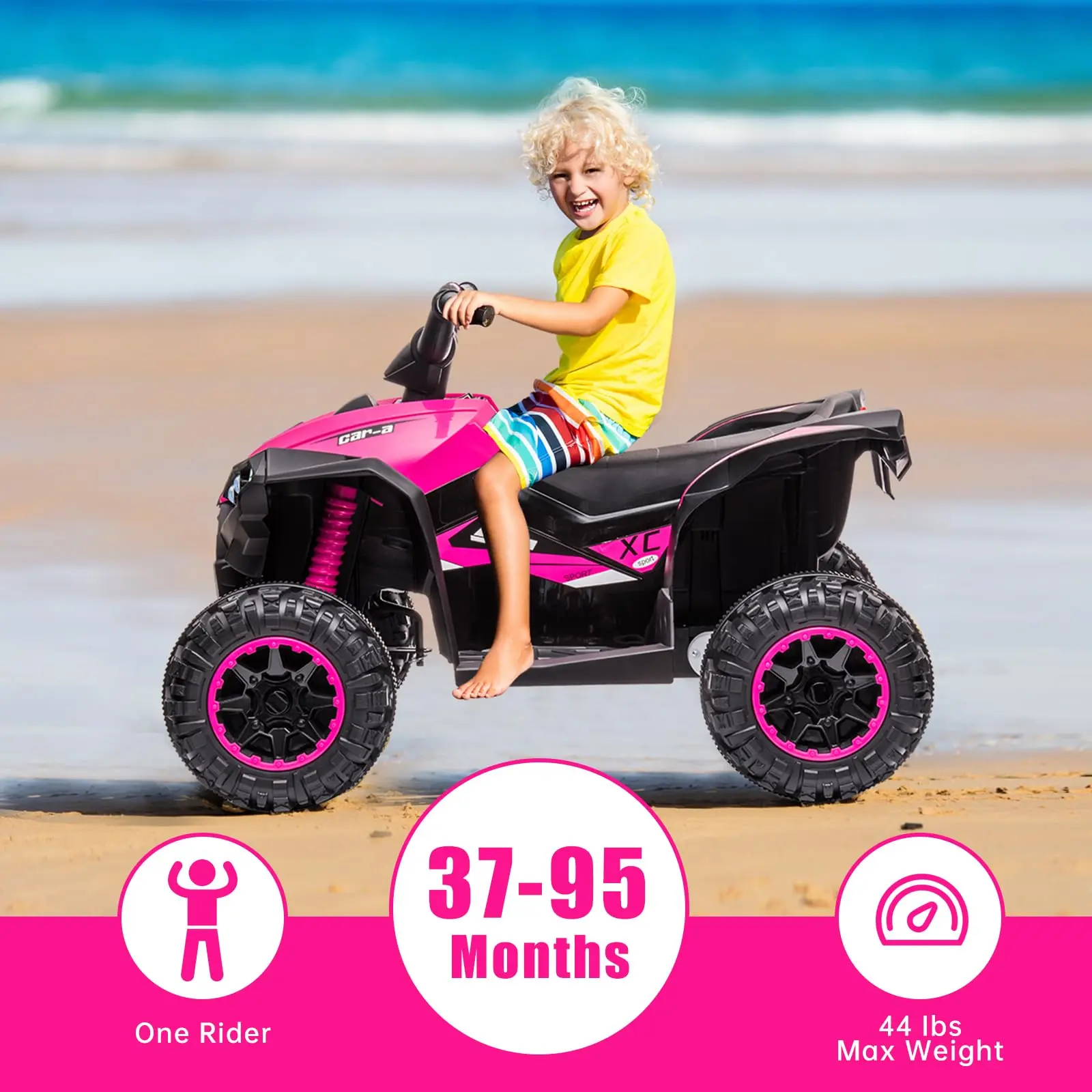 GARVEE 12V Battery-Powered Kids Electric Quad Bike ATV Ride-On Toy, Remote Parent Control, Built-In Music, Horn Function, LED Lights, 2 Speed Modes, Durable Design, Easy Operation, Outdoor Use, Ages 3-8 (Birthday Gift)