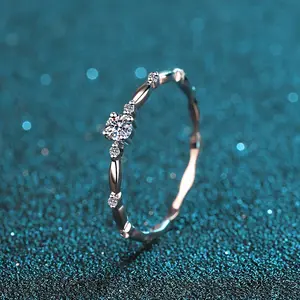 Scalloped Wave Eternity Ring - Four-Pronged Moissanite Ring With Stacking Options