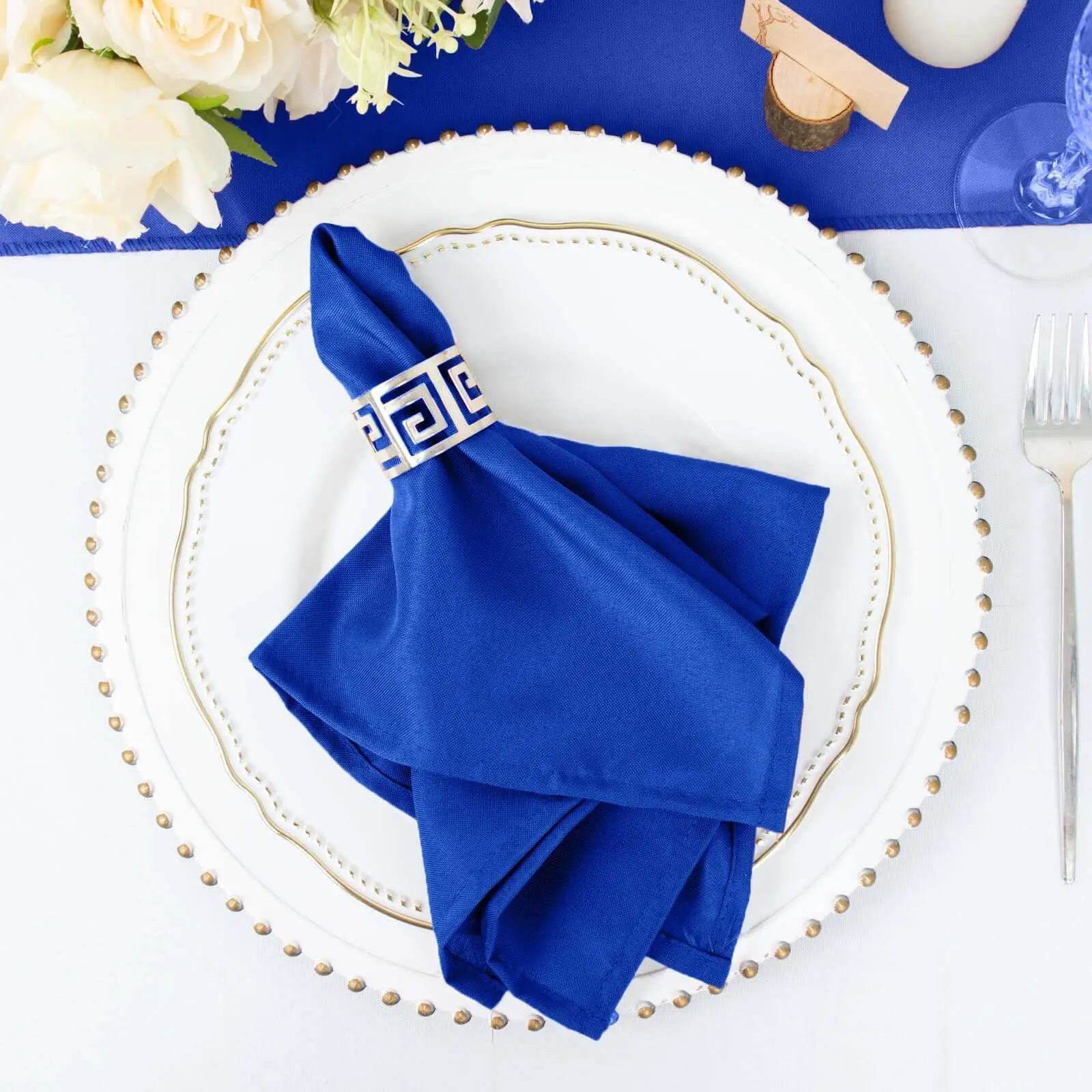 5 Pack Premium Polyester 17"x17" Napkins Royal Blue - Durable & Wrinkle Resistant Dinner Napkins