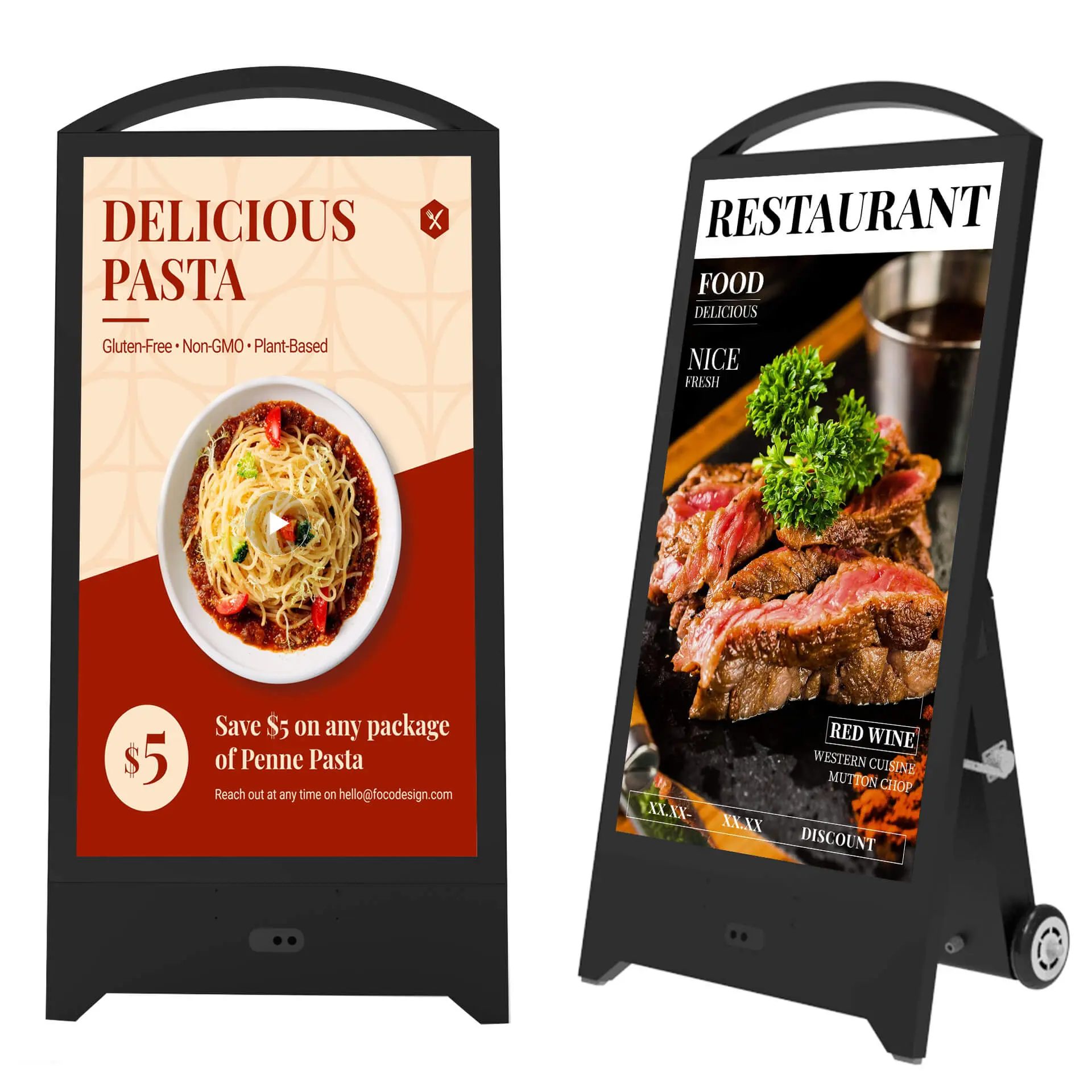 32" Outdoor Portable Digital Signage, 2000nits Brightness, Rechargeable 1200WH Battery and Wheels, LCD Digital Kiosk with IP65 Waterproof, Android OS