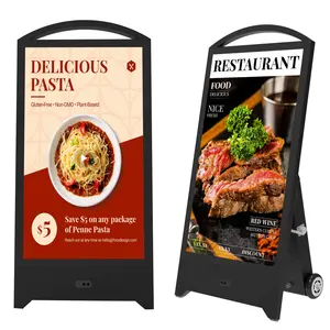 32" Outdoor Portable Digital Signage, 2000nits Brightness, Rechargeable 1200WH Battery and Wheels, LCD Digital Kiosk with IP65 Waterproof, Android OS
