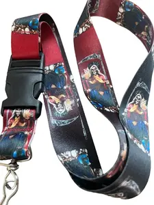Chavarios Heavy Duty Black Santa Muerte Keychain Lanyard