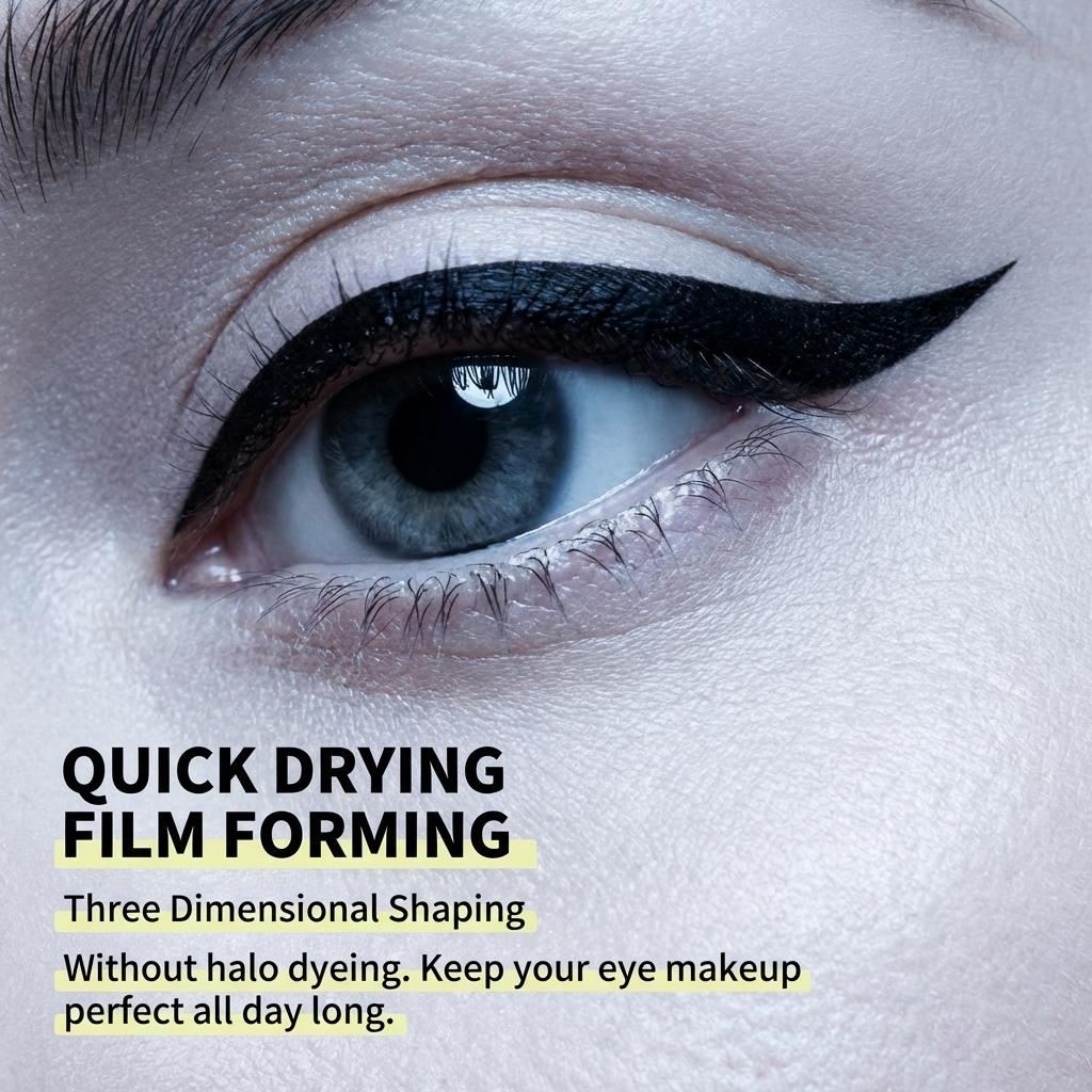 Waterproof Liquid Eyeliner - Smudge-proof, smear-proof, long-wearing, ultra-fine precision tip for effortless sharp lines and smooth application. High-intensity black color payoff, quick-dry formula, no flaking or fading.