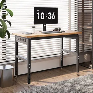 Workbench with Pegboard Wall,48" Adjustable 2000lbs Garage Table, 28-40" Height Tool Storage for DIY Projects