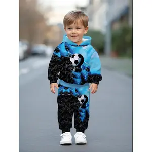 Hooded Sweatshirt Set for Baby Boys And Girls, Featuring a Trendy And Cool Football Graphic Design, Perfect for Comfortable Outdoor Sports And Leisure in Spring And Autumn, for Outdoor