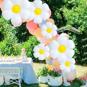 10Pcs Daisy Balloons Huge White Flower Aluminum Foil Balloons for Birthday Baby Shower Wedding Daisy Party Decorations Supplies
